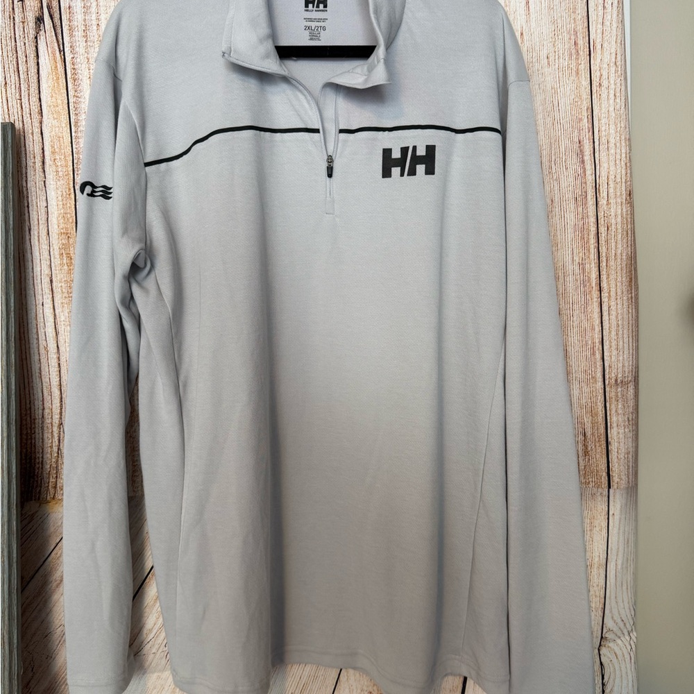 Helly Hansen Light Gray Quarter Zip Pullover with Black Logo